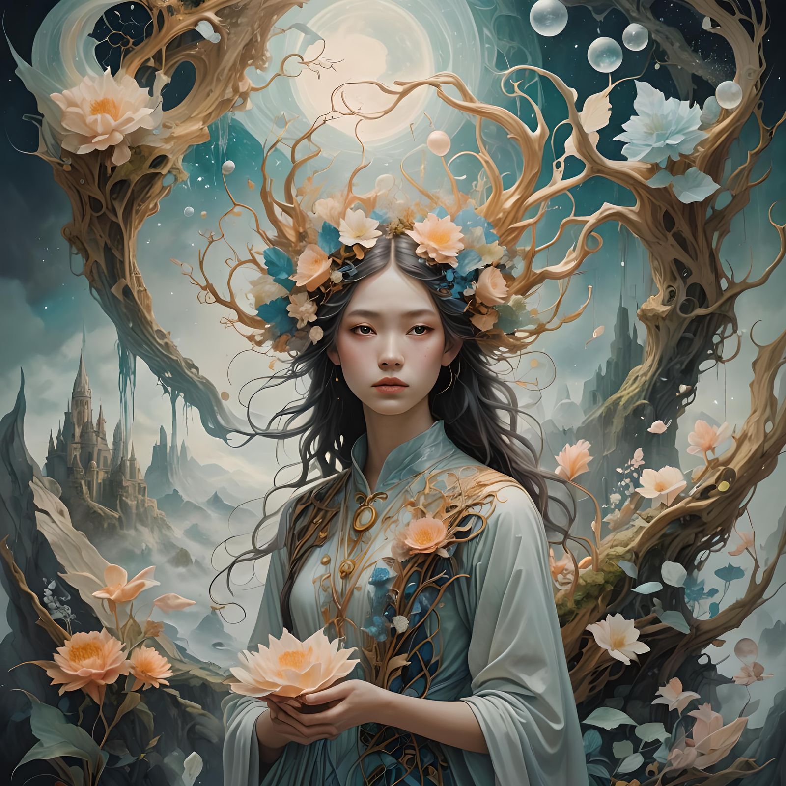 Young Artist in Ethereal Fantasy Realm