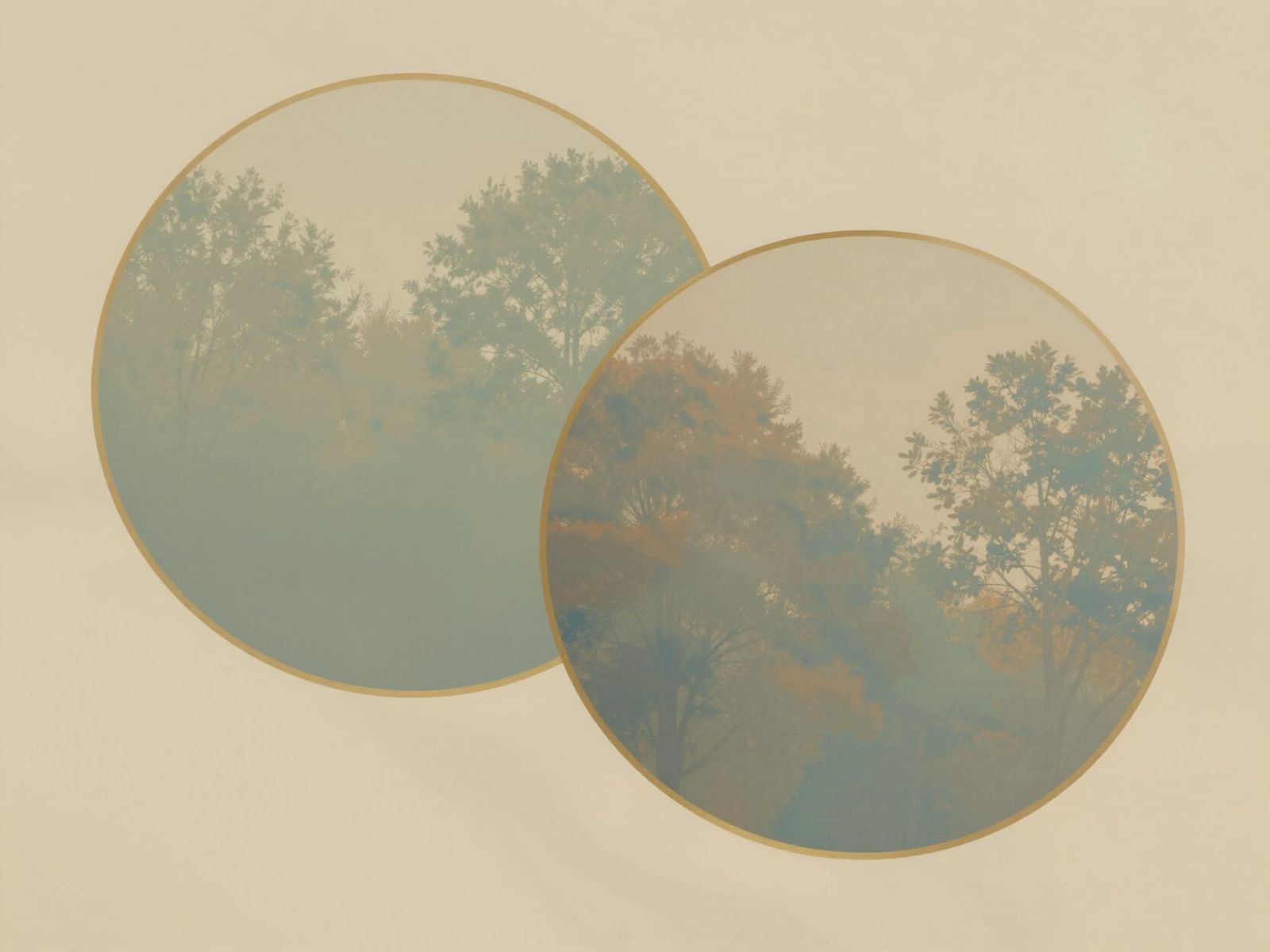 Ethereal Tree Silhouettes in Muted Circles
