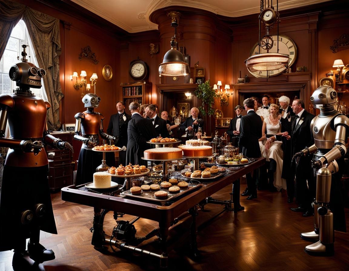 Steampunk Robot Party in Victorian Home