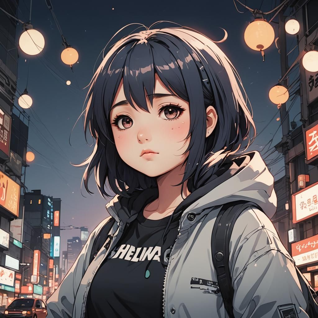 Cute Emo Girl: Anime Cel-Shaded Art