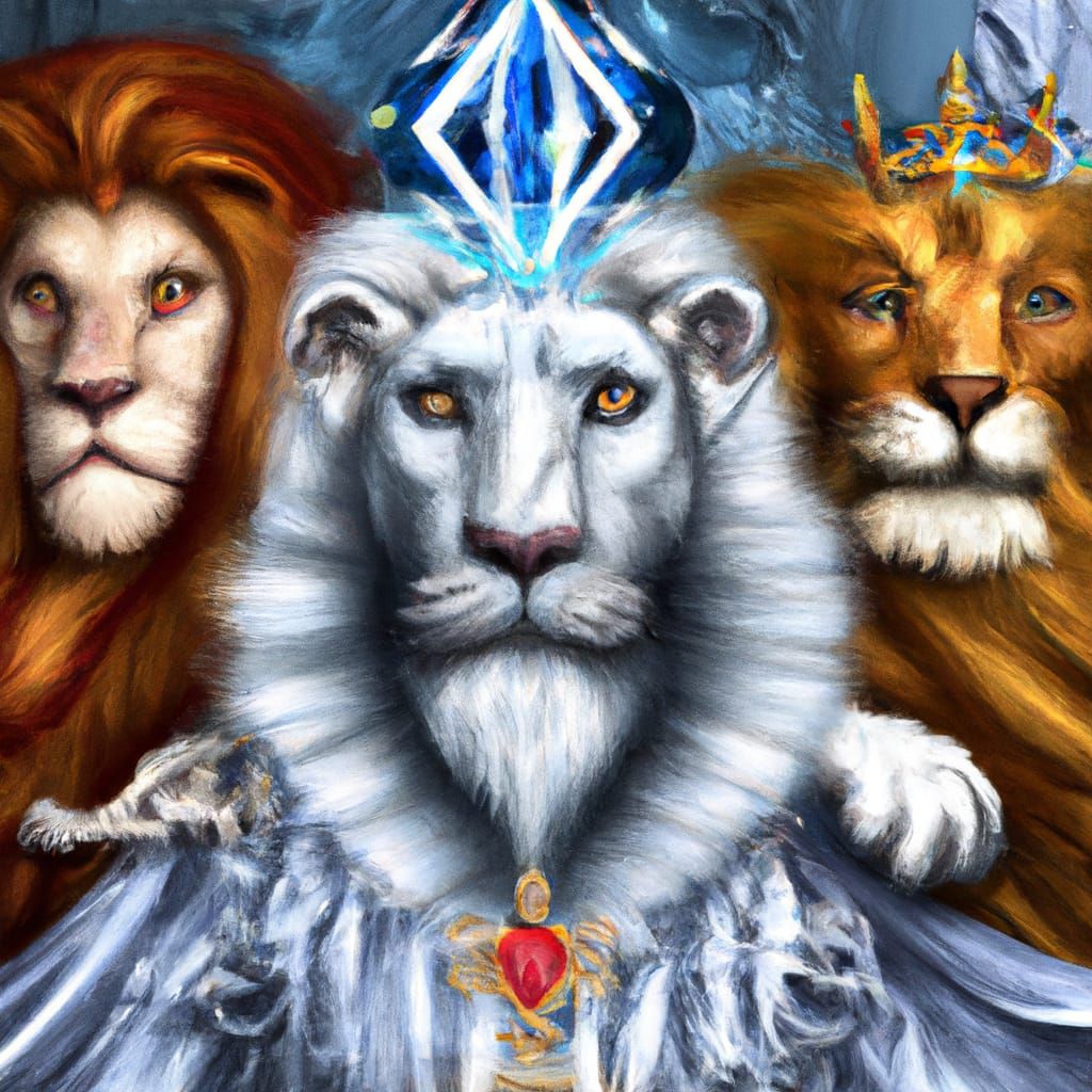 Two-Headed Lion King Portrait in Hyperdetailed Digital Art