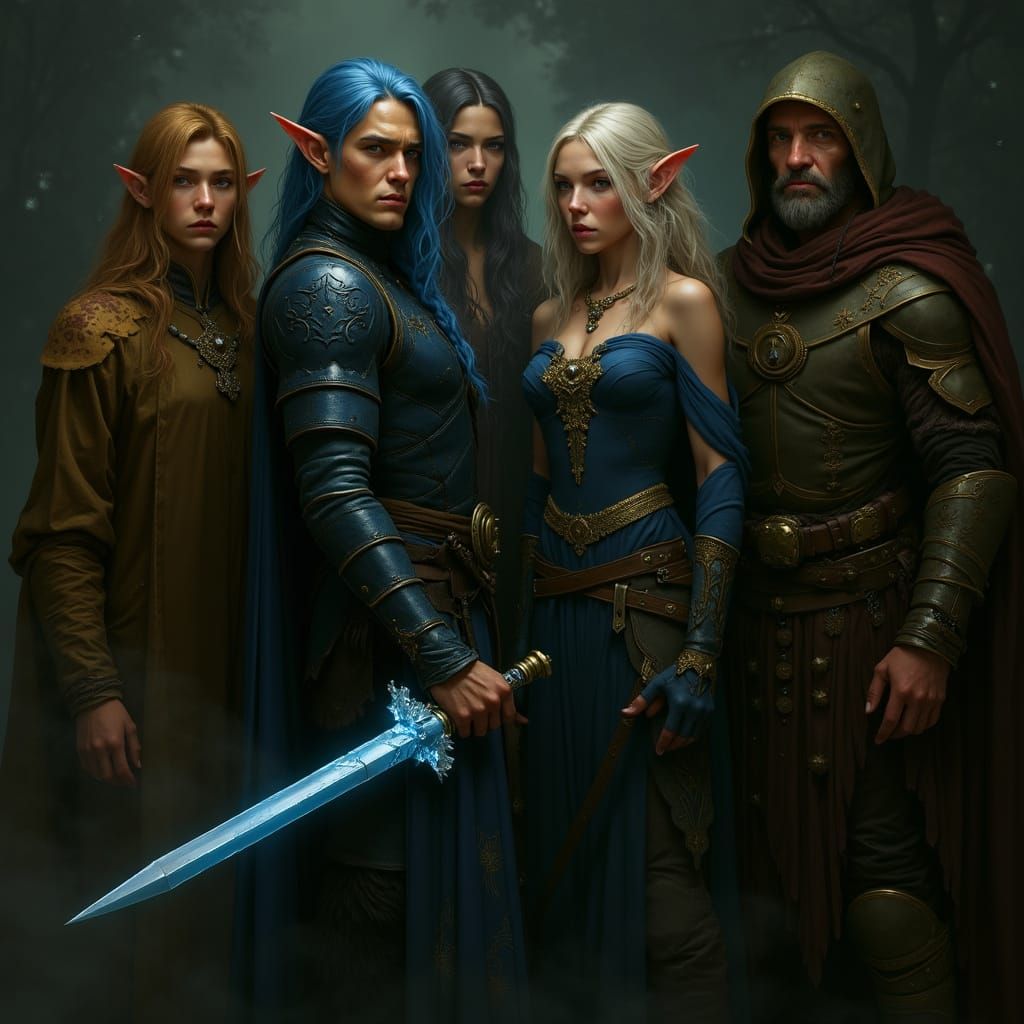 Fantasy Party Portrait in Dramatic Landscape