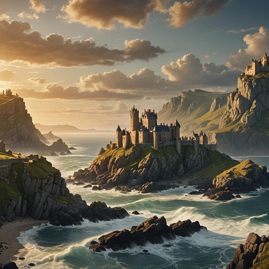 Dragonstone Castle on Westeros Coast in Medieval Style