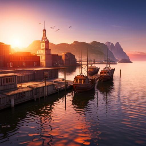 Beautiful Harbor with Ships in Unreal Engine