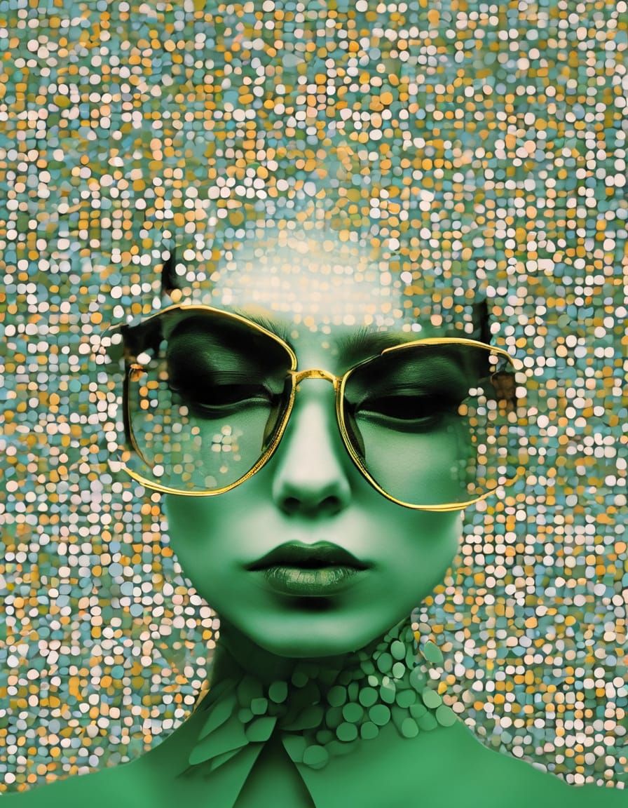 Minimalist Frog-Woman Portrait in Catrin Welz Stein Style