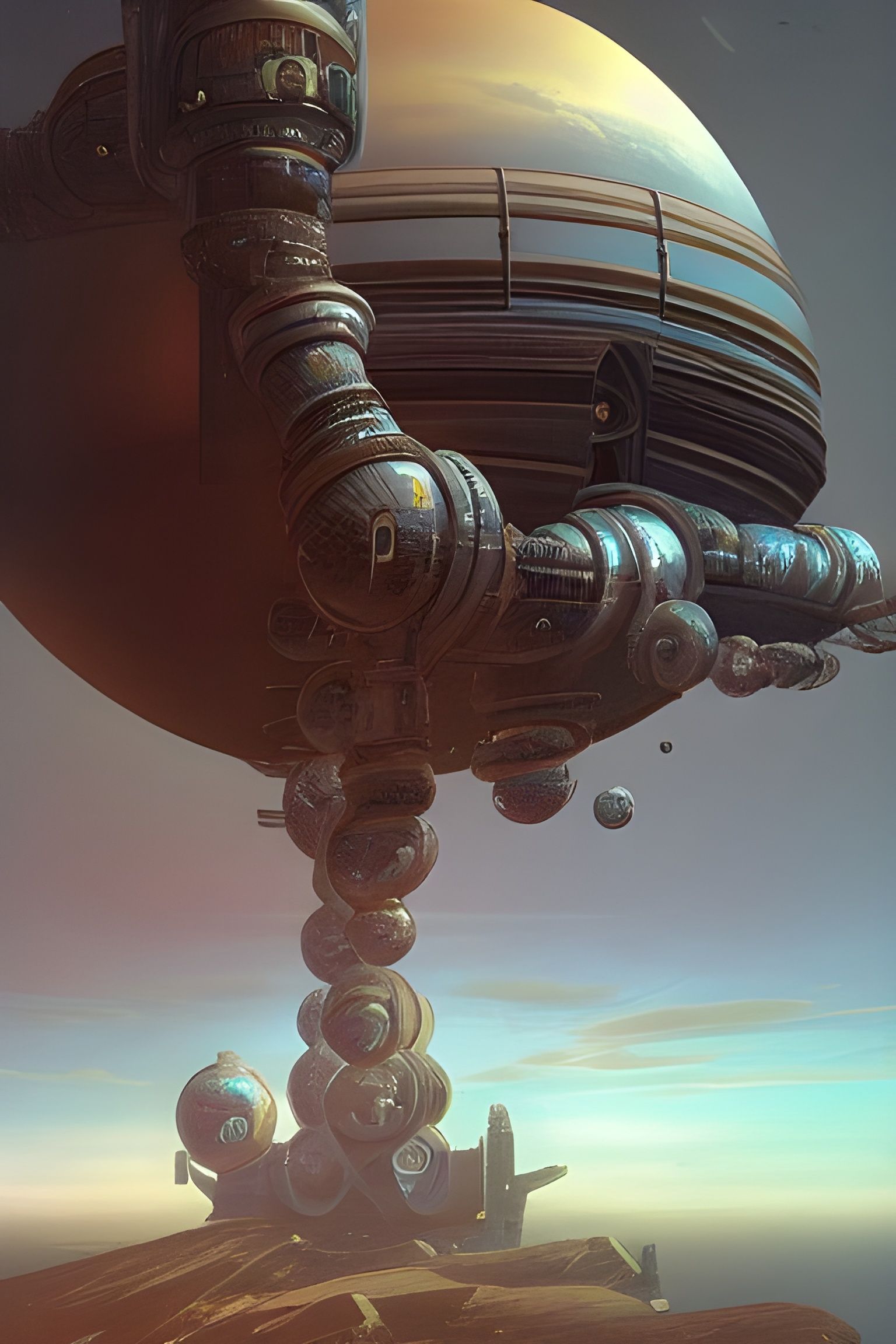 Steampunk Space Station: Futuristic Surrealism