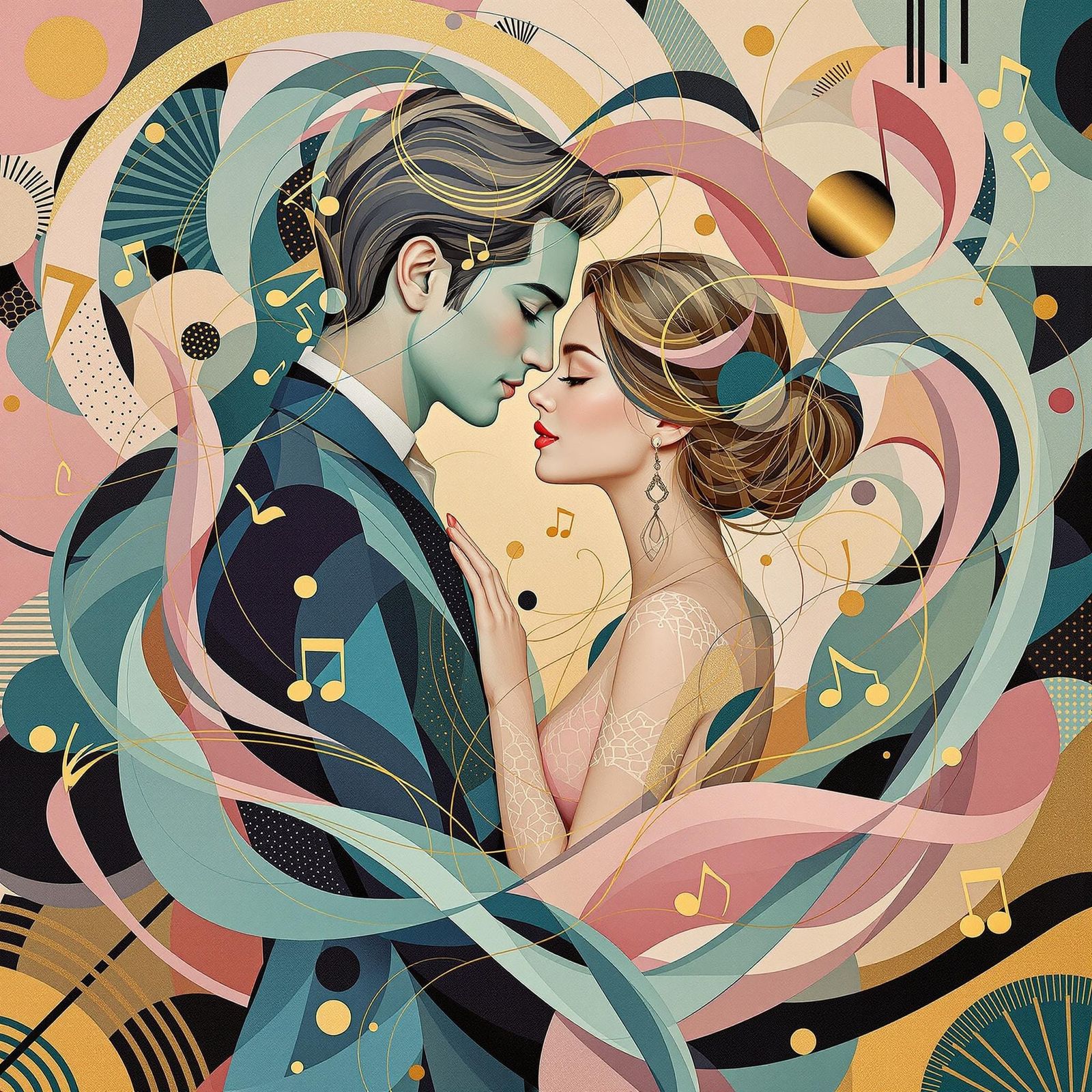 Harmonious Love in Cubist Musical Haven