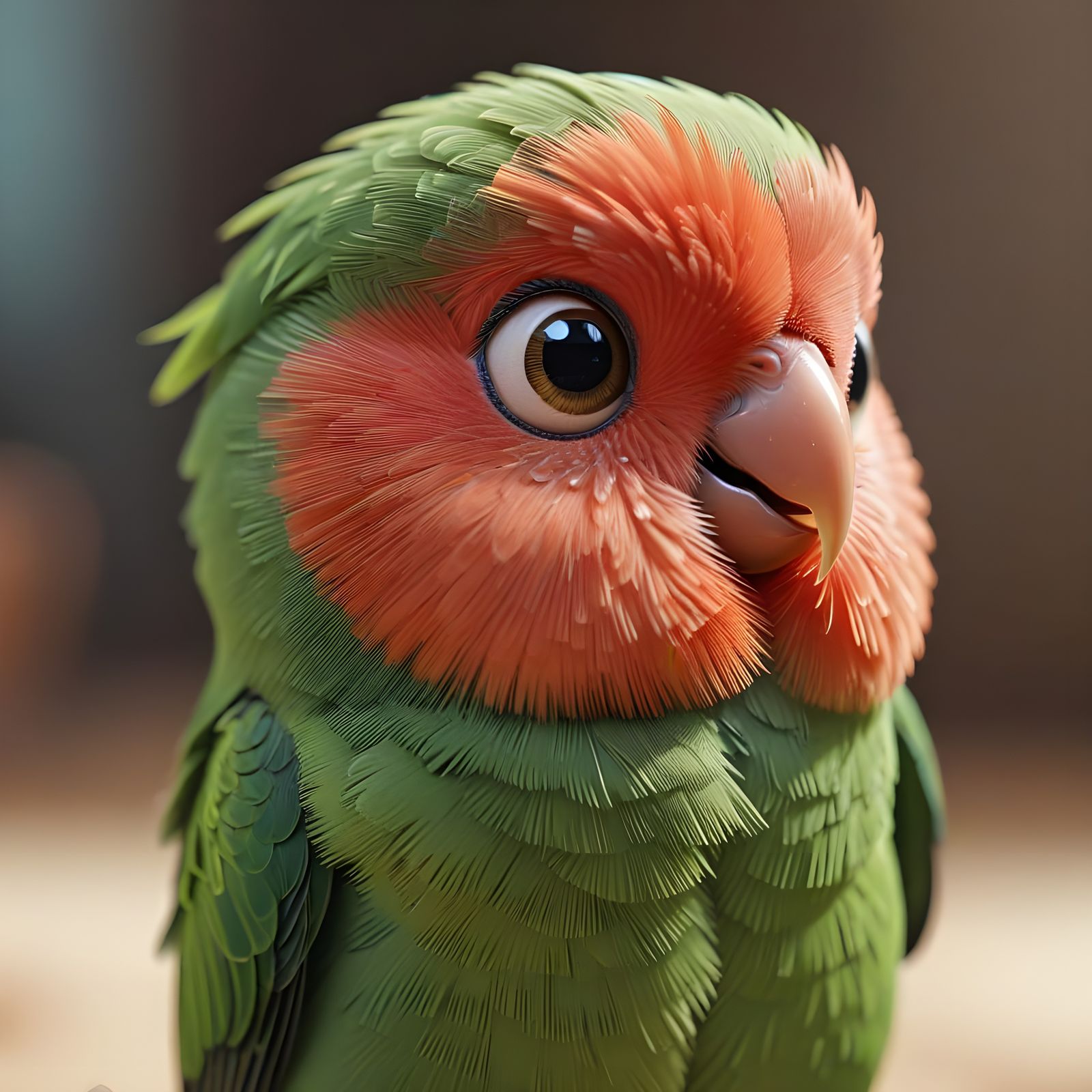 Kawaii Lovebird Closeup in Joyful CGI