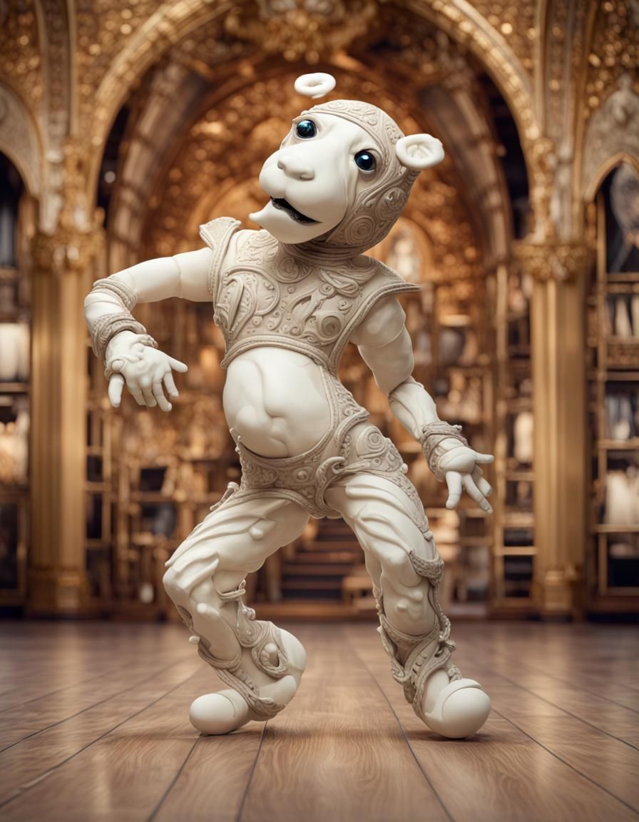 Dancing Textile Sculptures in Photorealistic Style