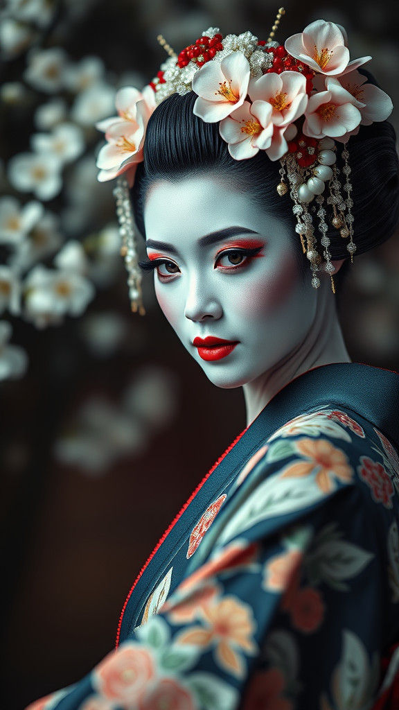 Alien Geisha Dancing with Fan in Ultra HD