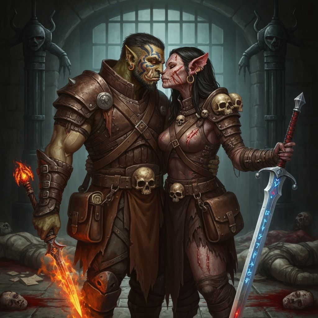 Orc and Wererat Thieves' Kiss in Grimy Prison