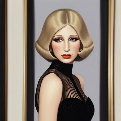 Barbra Streisand Fashion Illustration in Gruau Style