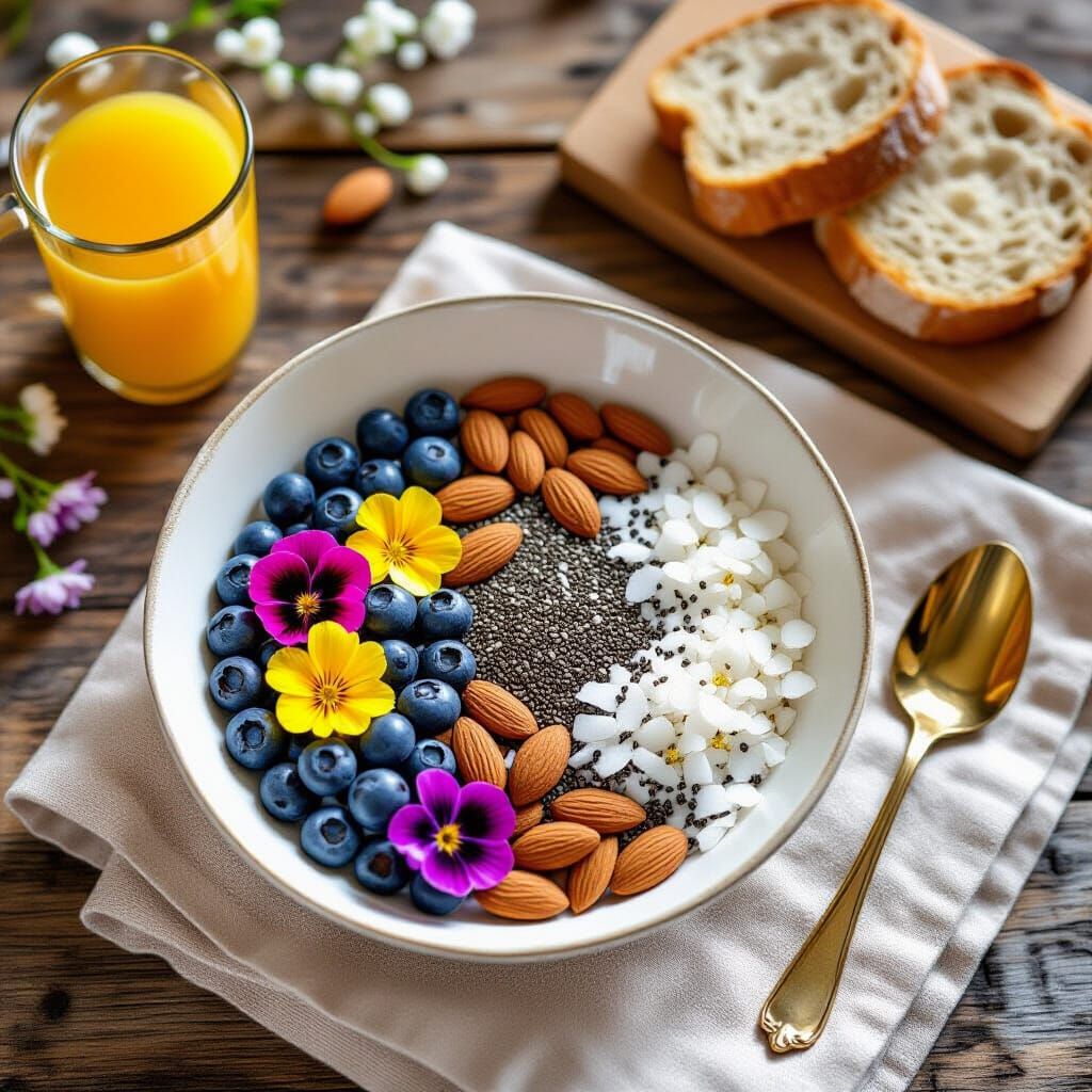 Elegant Breakfast Still Life with Berries and Orange Juice
