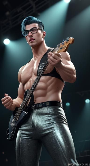 Android Singer in 1950s Style with Bass Guitar