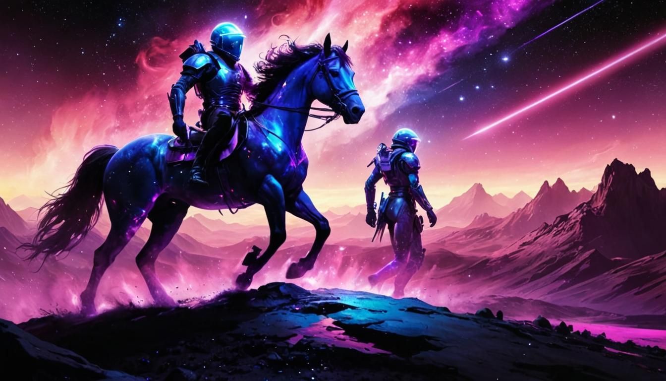 Hyperstellar Horse Meets Space Traveler in Cosmic Fantasy
