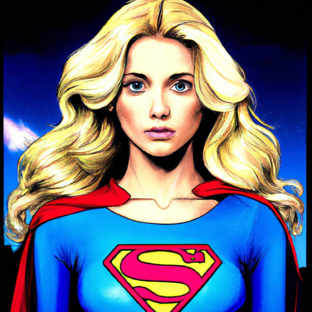 Supergirl Manga Portrait in Pencil Drawing Style