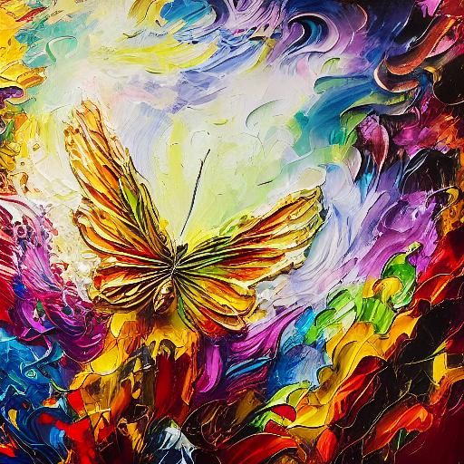 Boho Butterfly Oil Painting with Filigree Details