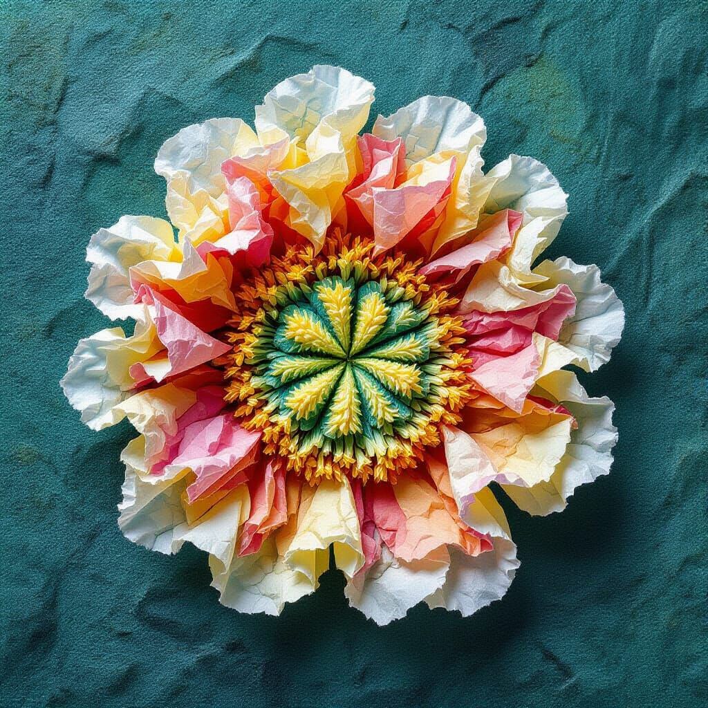 Microscopic Life in Crumpled Tissue Paper Art