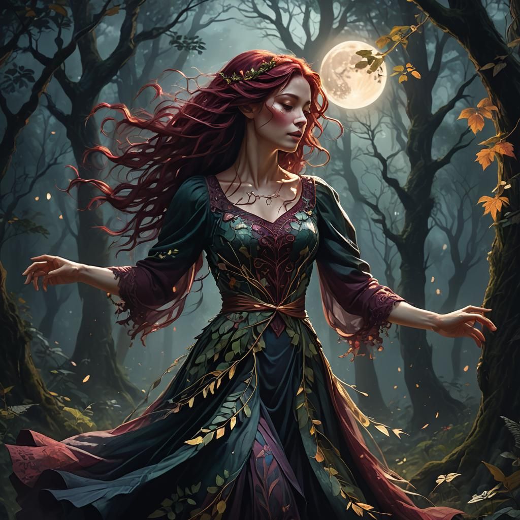 Moonlit Forest Dance: Detailed Fantasy Art
