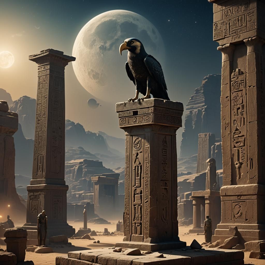 Thoth Under the Moon: Digital Matte Painting