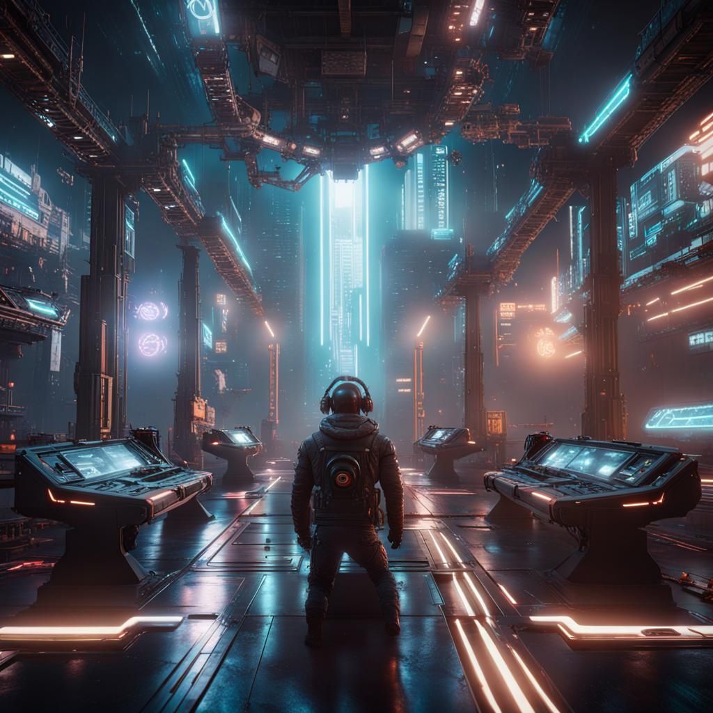 cyberpunk space spiritual transformation