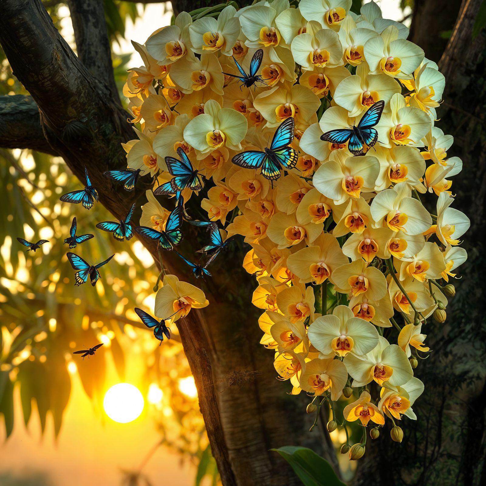 Madagascan Sunset Moths in Lush Jungle Twilight