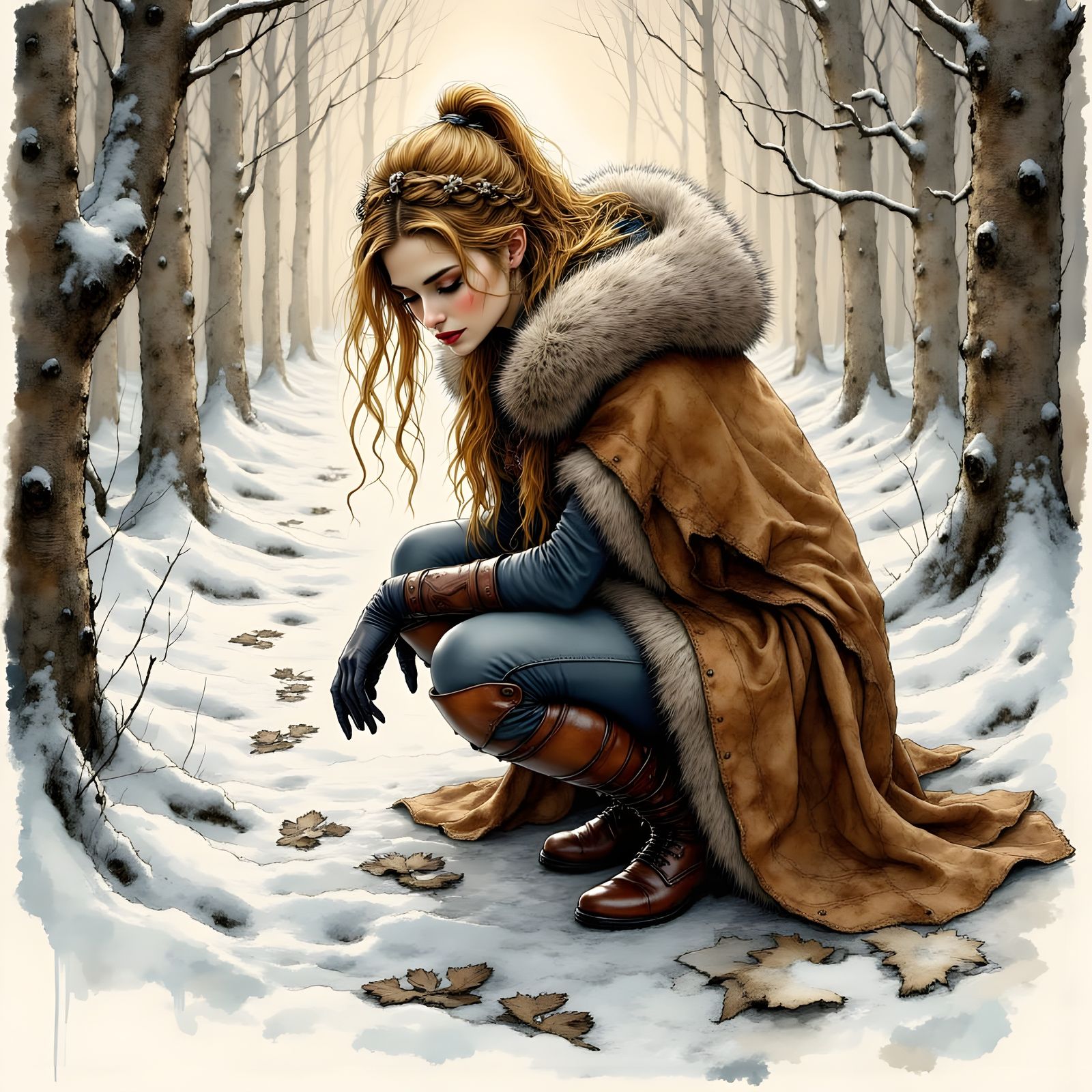 Ink Goddess Examines Woodland Footprints