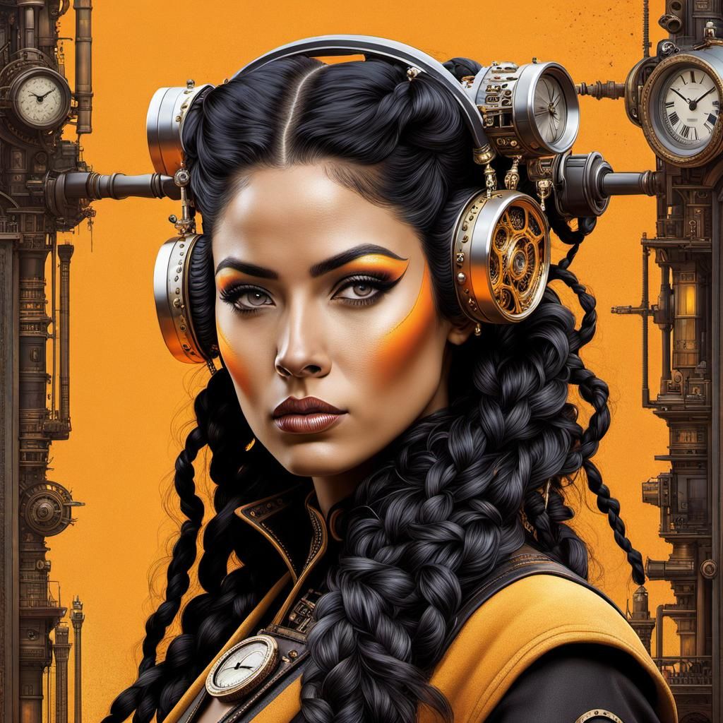 Steampunk Latina: High-Tech Skin Details in SF Artwork