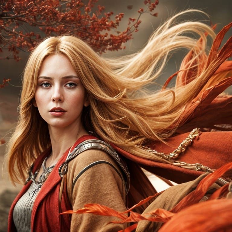 Cinematic Lady in Red with Realistic Details