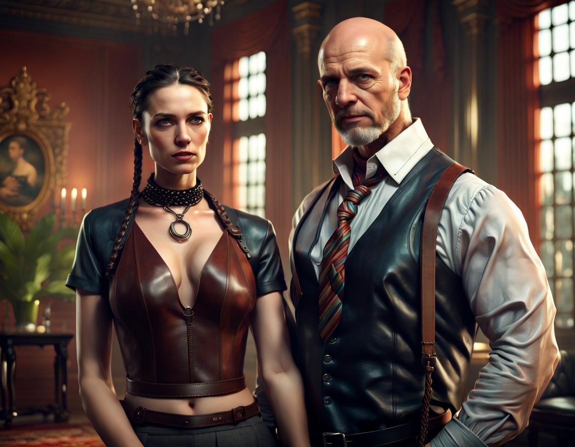 Elegant Room Scene with Man and Woman: Fantasy Art