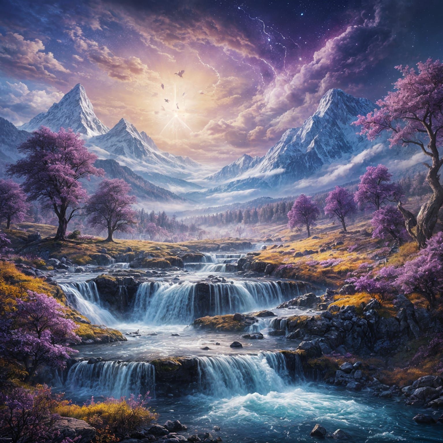 Celebrating Peace with Flowing Purple Colors