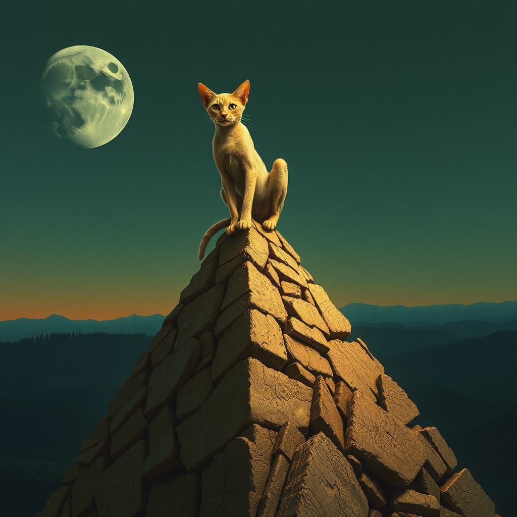 Catgirl on Food Pyramid, Sci-Fi Erotic Art