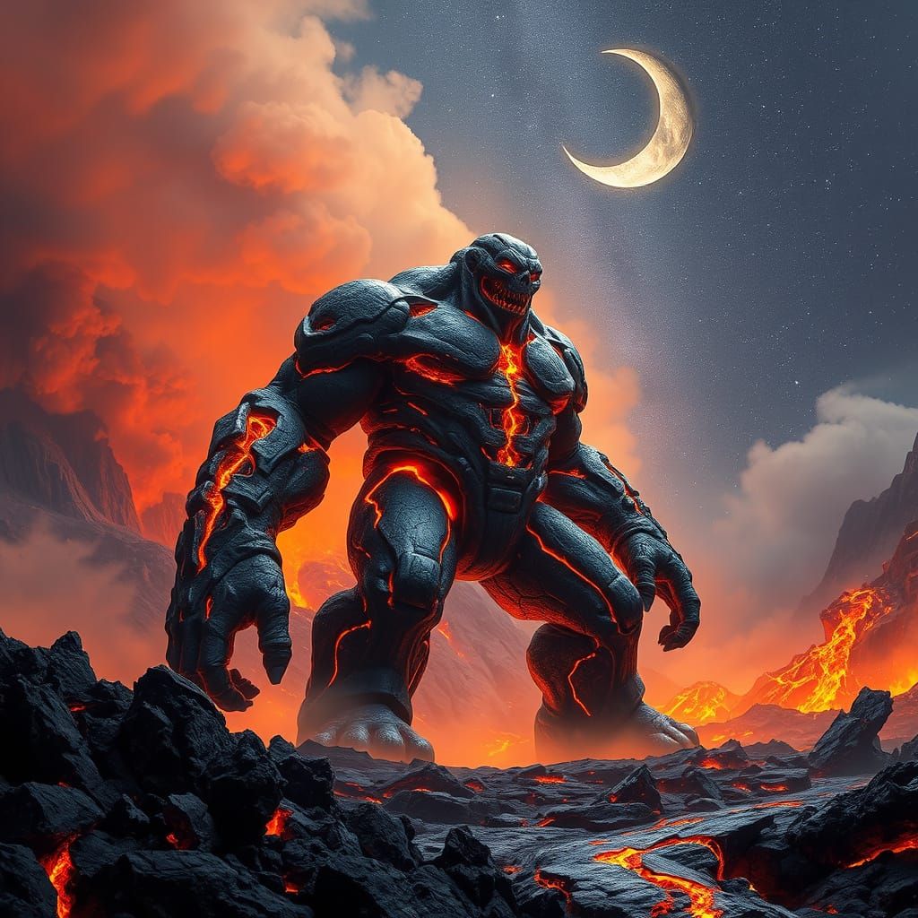 Gargantuan Lava Golem Dominates Volcanic Landscape in Cyberp...