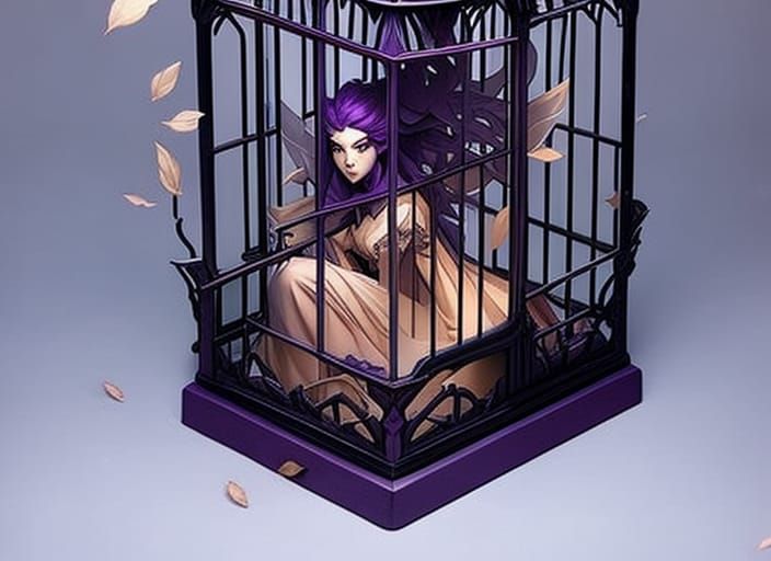 Imprisoned Fairy in Box, Detailed Fantasy Art