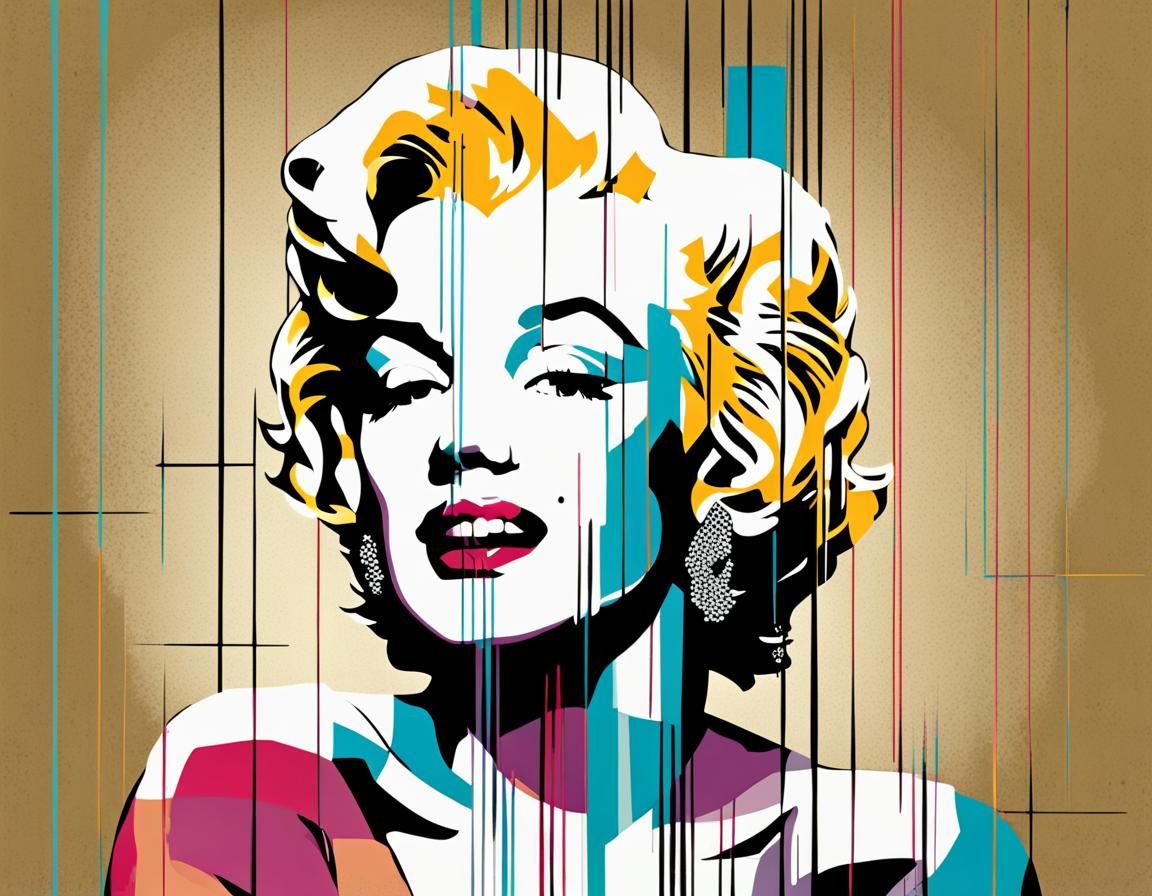 Marilyn Monroe Pop Art Portrait in Bauhaus Style