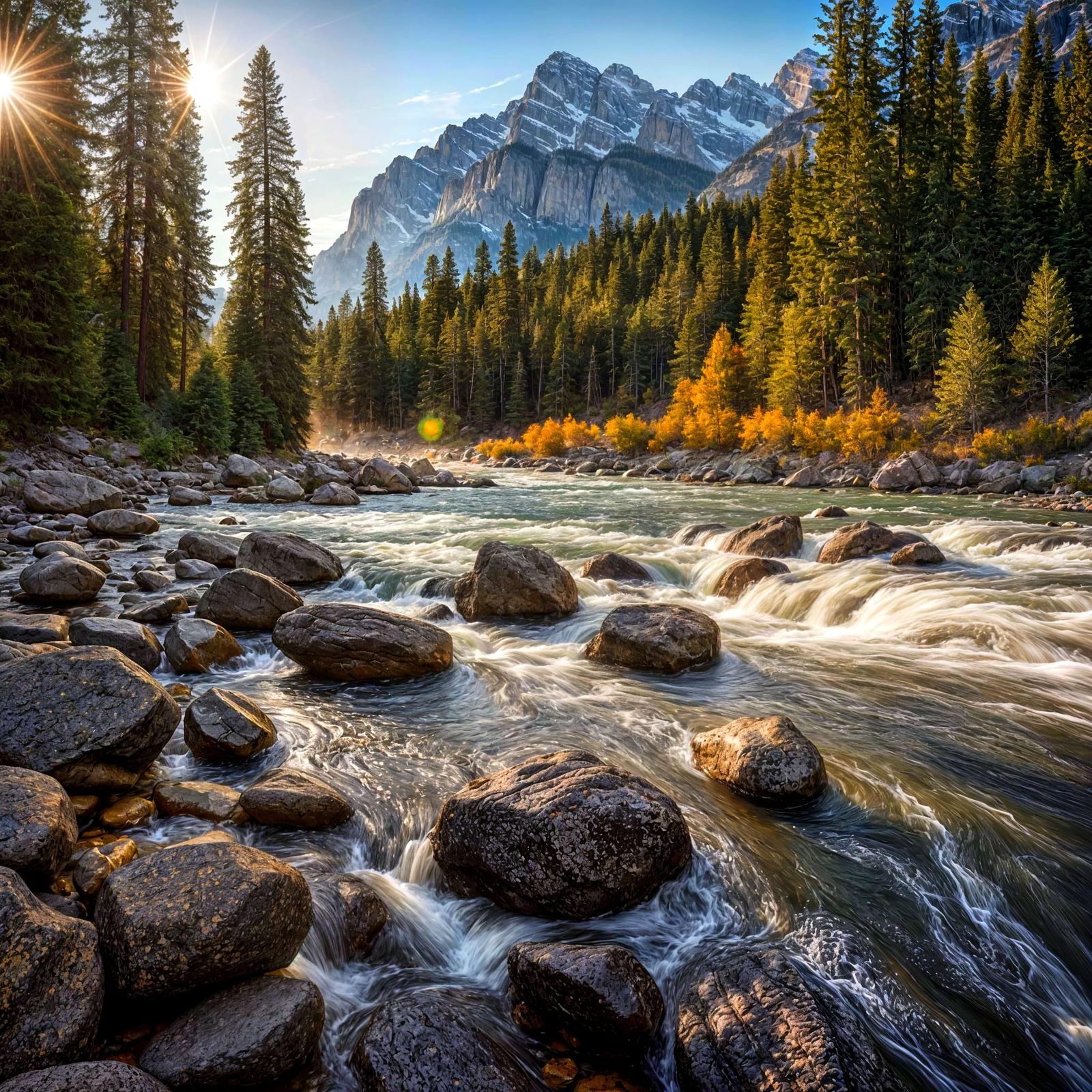 Bow River Rapids: Rocky Mountain Landscape Photography