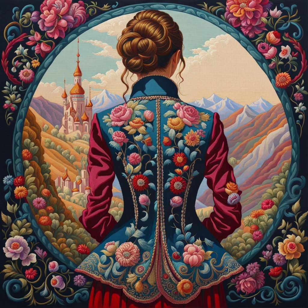 Embroidered Jacket Needlepoint in Rich Jewel Tones