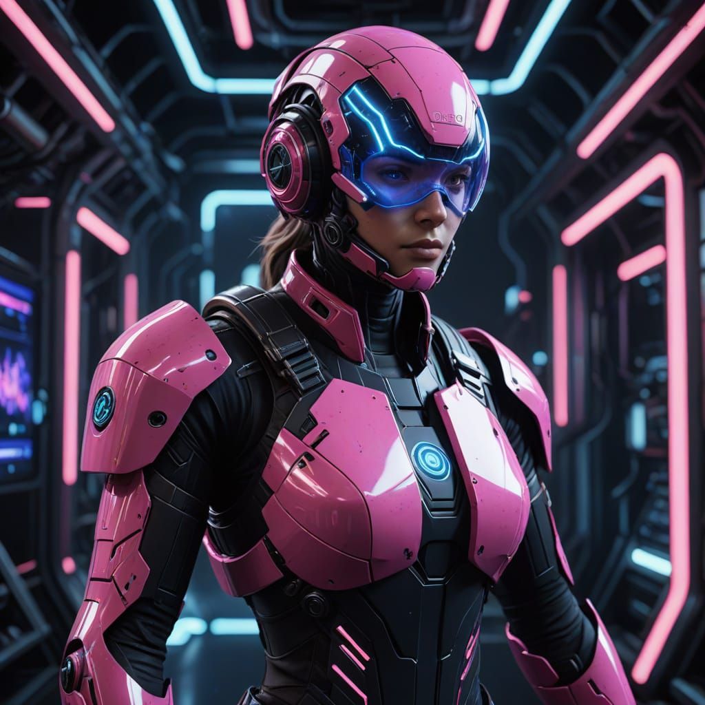 Cyberpunk Goddess in Technorganic Armor
