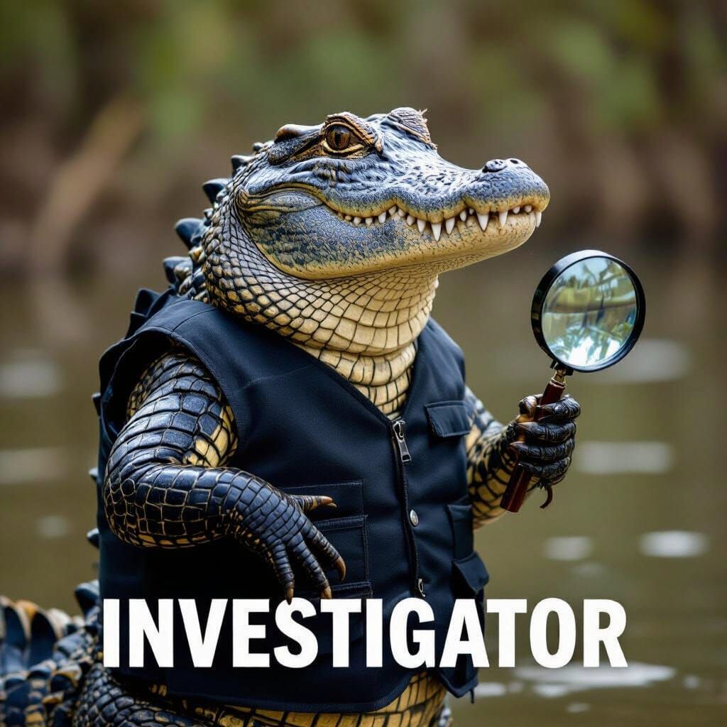 Alligator Investigator in Vintage Photo Style