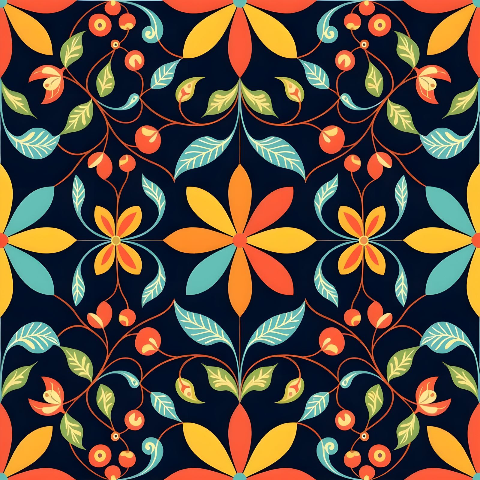 Geometric Floral Pattern in Modern Minimalist Style