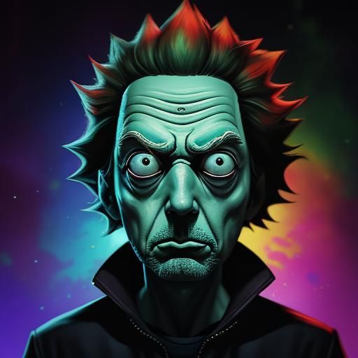Hyperrealistic Rick and Morty Splash Art