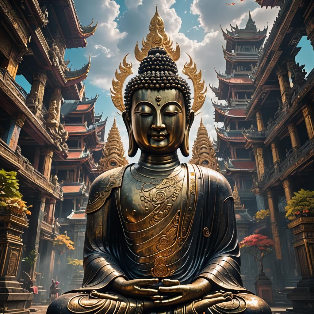 Bangkok Buddha Temple: Detailed Matte Painting