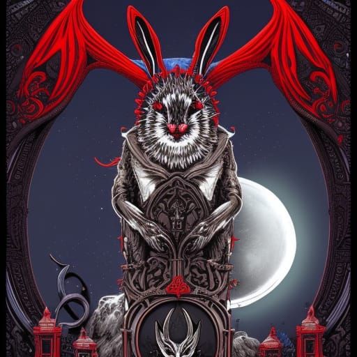 Occult White Rabbit in Dark Gothic Academia Style