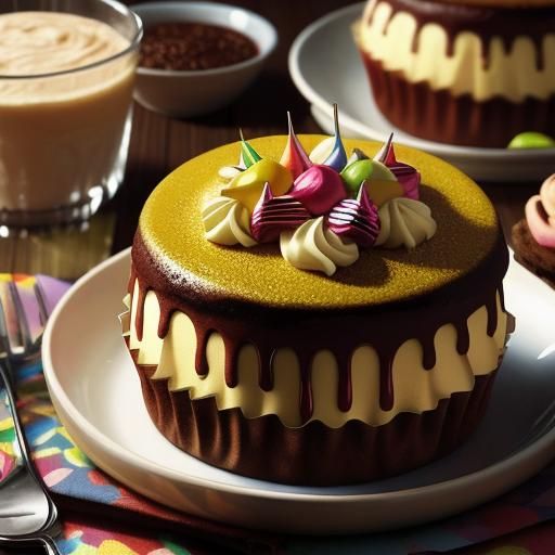 Vibrant Cupcake Illustration in Pastel Colors