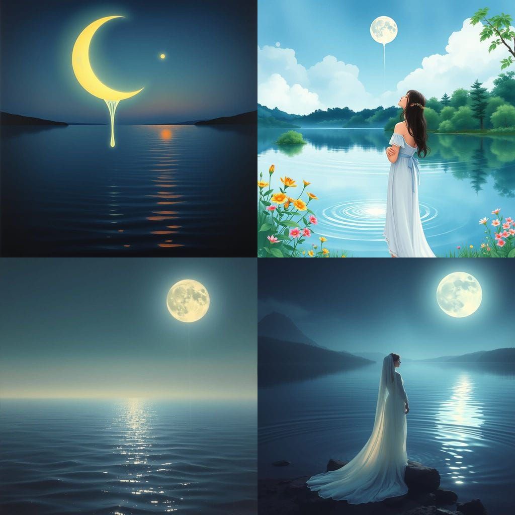 Lunar Elegance Draining into the Ocean