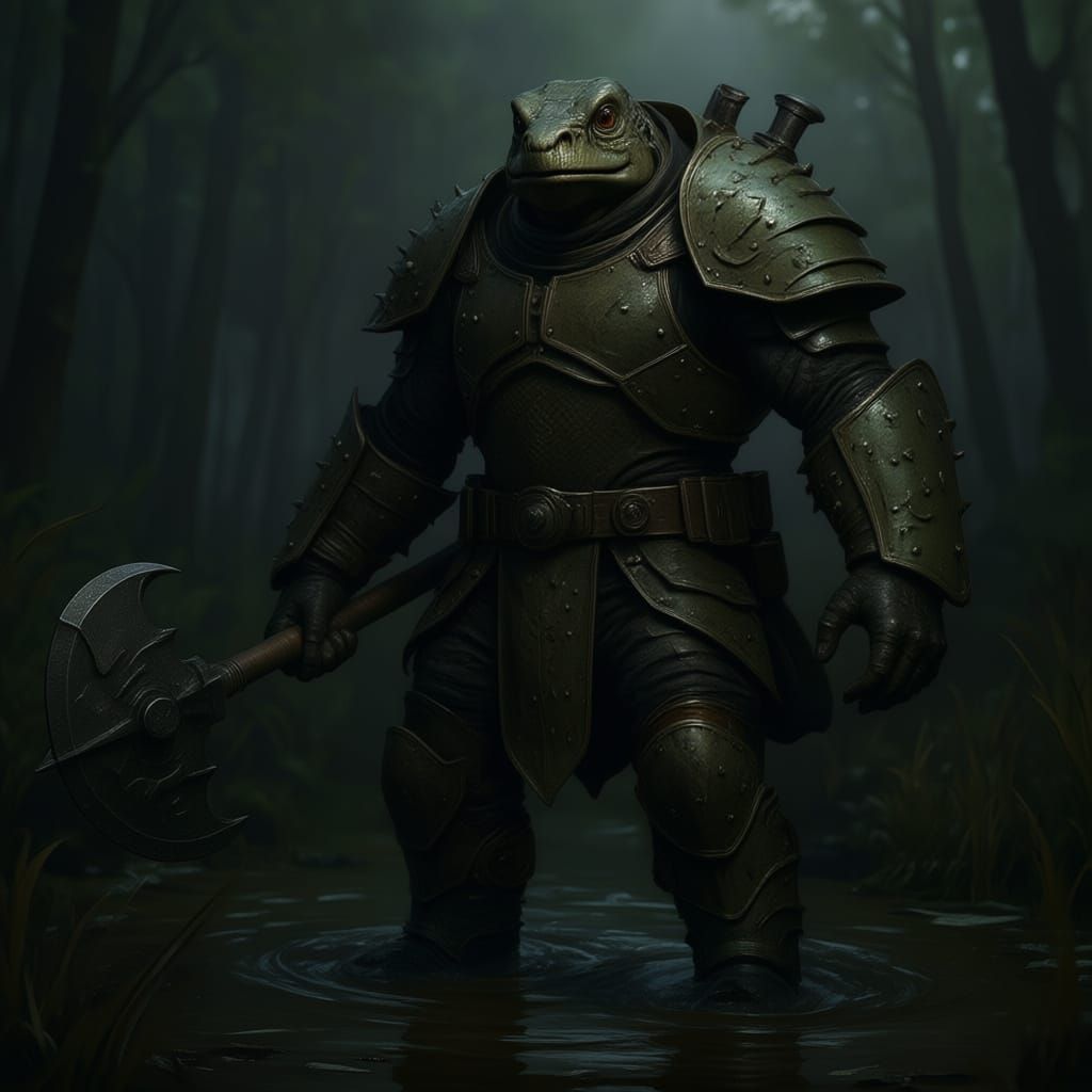 Slithe in Barbarian Armor, Swamp Action Pose