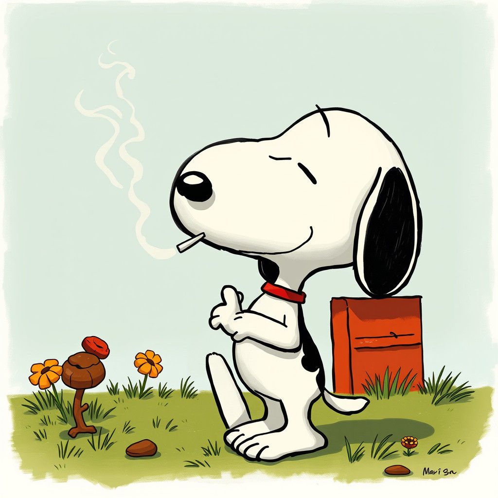 Hyperrealistic Snoopy Smoking