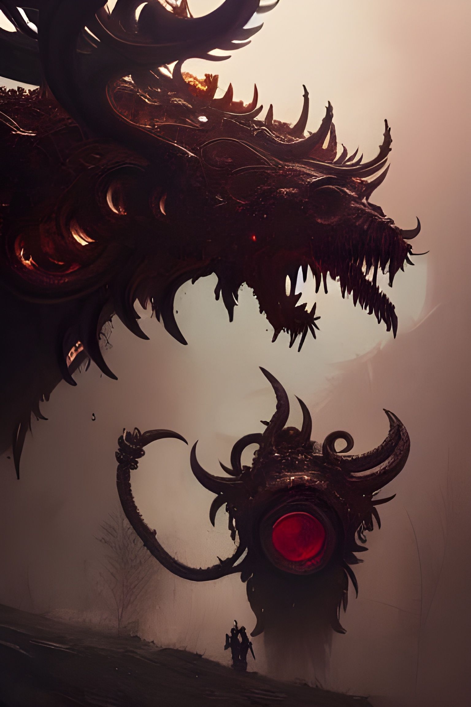 Detailed Cerberus Fantasy Art Painting