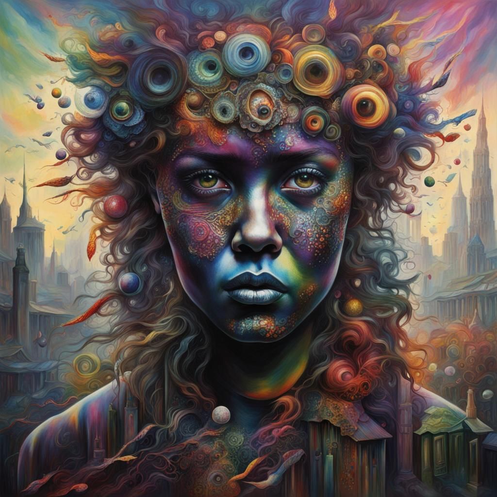 Colorful Photorealistic Portrait with Intense Gaze