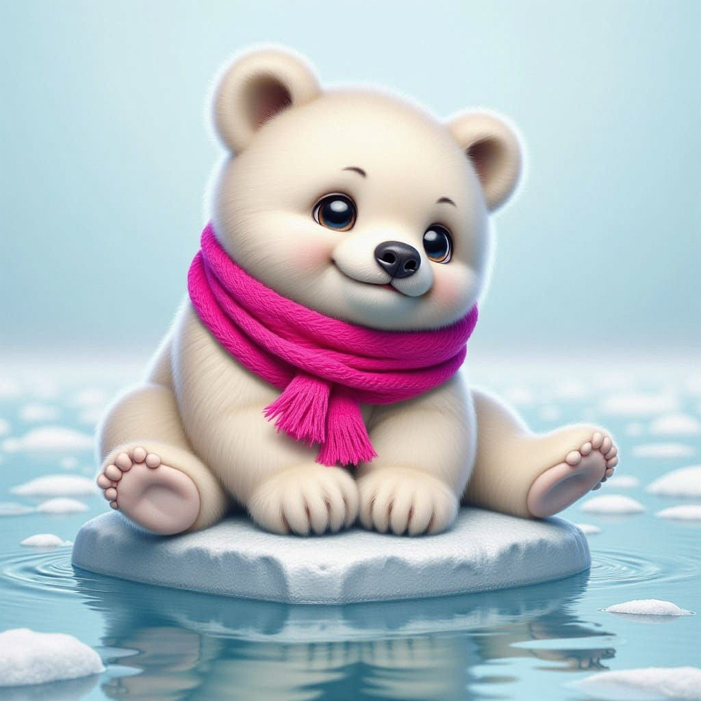 Adorable Polar Bear Cub in Beatrix Potter Style